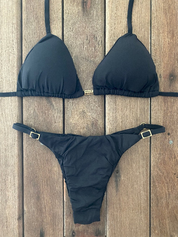 PREORDER - Bikini Adjustable Thin Sides Black