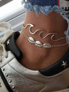 Silver 925 Anklet - Wave 3 in 1