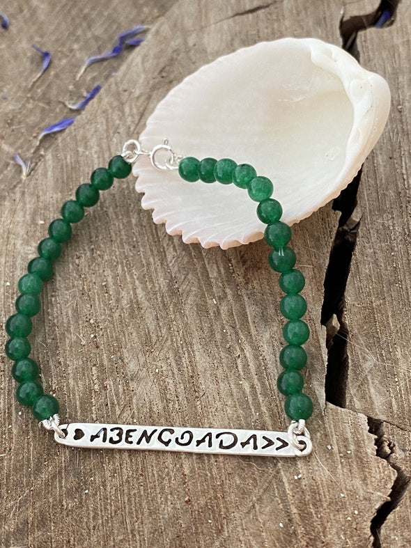 Silver 925 Bracelet - Blessed - Green Jade