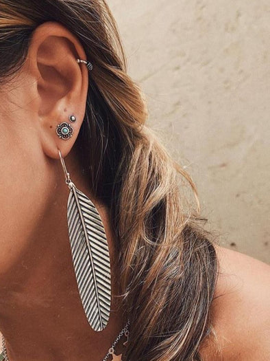 Silver 925 Earrings - Feather