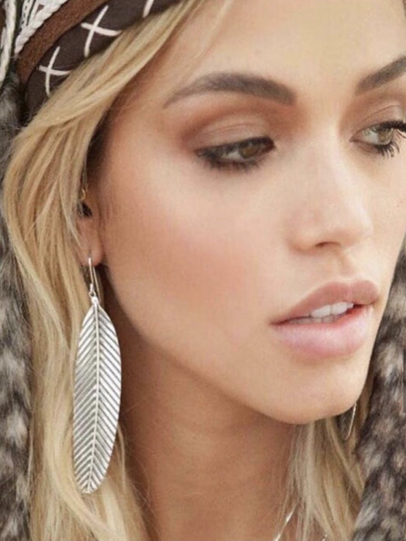 Silver 925 Earrings - Feather