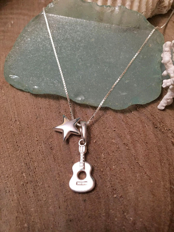 Silver 925 Necklace Guitar Super Star