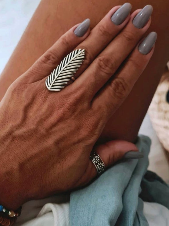 Silver 925 Ring - Feather Wisdom (Large)
