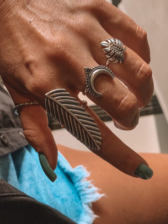 Silver 925 Ring - Feather Wisdom (Large)