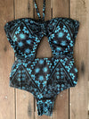 One Piece Bandeau Blue Garden