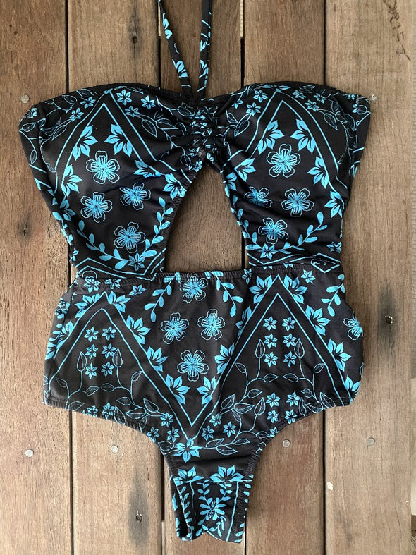 One Piece Bandeau Blue Garden