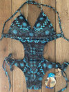 One Piece Tie Sides Blue Garden